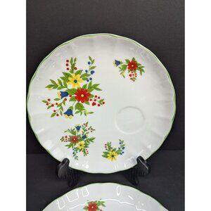 Persian Garden by Shafford Hand Painted Floral 9" Snack Plate Set of 2 No Cups